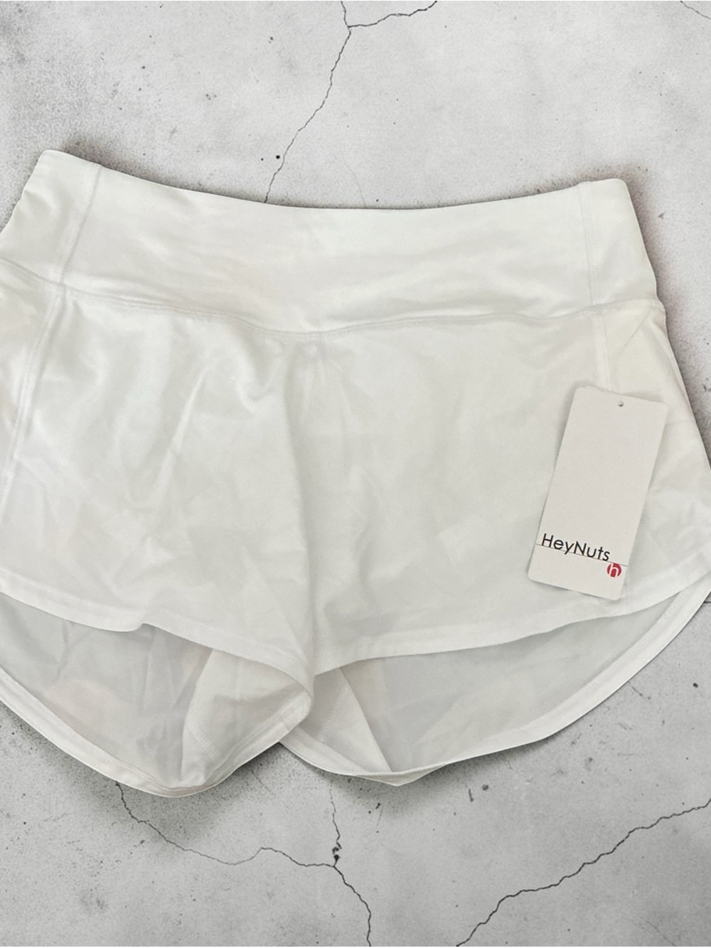 Hey nuts Women's White Athletic Shorts w/ liner. Activewear athleisure running